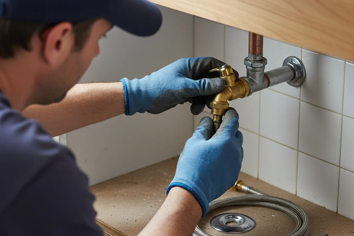 Shutoff valve and fitting work during Burst Pipe Repair in Deer Isle
